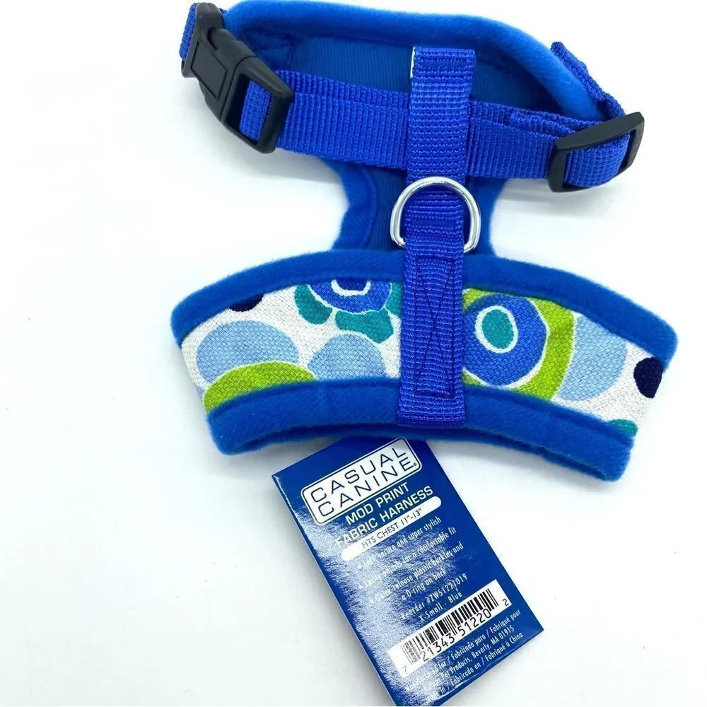 Dog Harness Casual Canine Blue Floral Mod Print XS New